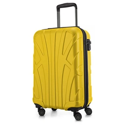 Obrázek suitline Kufr na kolečkách ve 3 velikostech, sada kufrů skořepinový cestovní (55 cm, 66 76 cm) dvojitá kolečka, Žlutá,