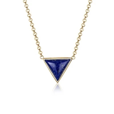 Obrázek Dámský řetízek Elli s přívěskem trojúhelník pozlacený lapis lazuli modrý kulatý výstřih 45 cm 0104850616_45