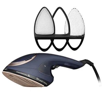 Obrázek Russell Hobbs napařovací žehlička Multi [parní a žehlička] Steam Genie 2 v 1 (1700 W, 20 g/min pára, žáruvzdorná taška, 3 nástavce: oblečení, závěsy, čalouněný nábytek)