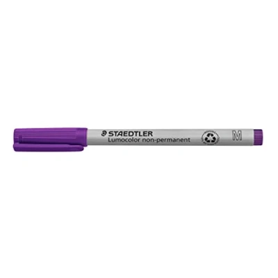 Obrázek STAEDTLER Fóliové pero non permanentní Lumocolor, fialová, rozpustná ve vodě, Made in Germany, dlouhá životnost, kulatý hrot M cca 1,0, 10 fialových univerzálních tužek v kartonovém pouzdře, 315 6