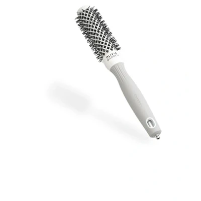 Obrázek Olivia Garden Expert Blowout Shine Weiß &amp; Grau 25 Runde, antistatische Keramikbürste für glänzende und frizzfreie Blowouts