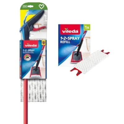 Obrázek Vileda 1 2 plochý mop ve spreji, mop/náhradní balení, červené