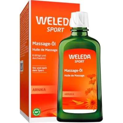 Obrázek WELEDA Bio Arnika Sport Masážní olej 200 ml veganský přírodní kosmetika péče o pleť tělový chrání před bolestí svalů a napětím. Ideální jako sportovní příprava / regenerace s vůní po rozmarýnu