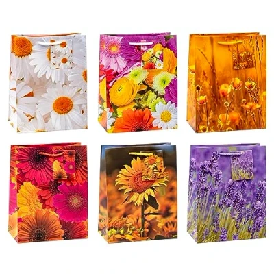 Obrázek TSI Dárkové sáčky BLUMEN MIX, balení po 12 kusech, velikost: Střední (V x Š H 23 18 10 cm), č