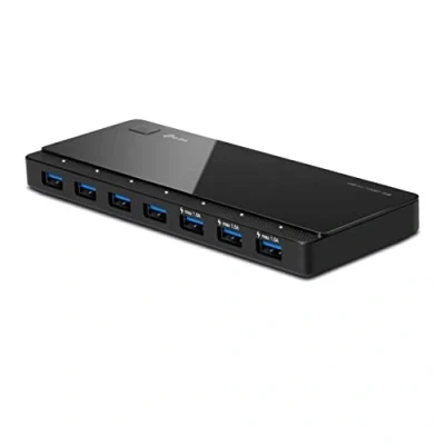 Obrázek TP Link UH700 7portový USB 3. 0 HUB včetně síťového adaptéru a kabelu, až 5 Gbit/s, Hot Swapping, podporuje Windows, Mac OS, Linux, černý