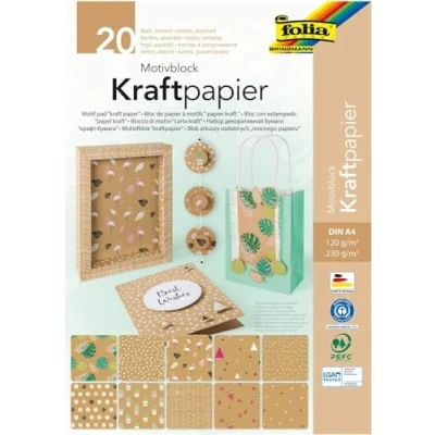 Obrázek folia Motivblock ́ kraftový papír ́, 240 x 340 mm, 20 listů, obdržíte 1 kus po listů