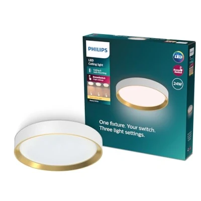 Obrázek Philips Hanno SceneSwitch LED Deckenleuchte, rund, 24 W, 2700 Lumen, K, weiß, IP20, warmweißes Licht, 3 Lichteinstellungen