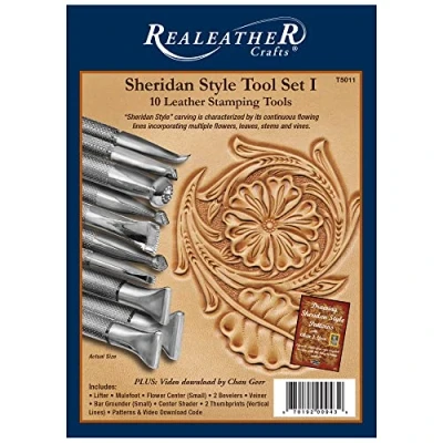Obrázek Realeather T5011 Stamp Tool Sheridan Stempelwerkzeug Set I, Metall, Verchromt