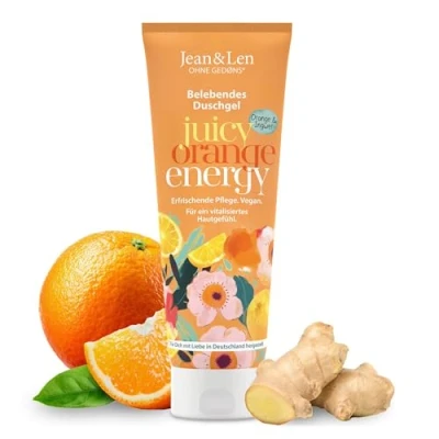 Obrázek Jean &amp; Len sprchový gel pomeranč a zázvor, pH hautideal, osvěžující zážitek, s extraktem z pomeranče zázvoru, pro měkkou pokožku, veganský gel, bez parabenů silikonů, 250 ml