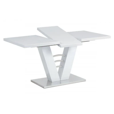 Obrázek Rozkládací jídelní stůl 120+40x80 cm, bílý lesk / broušený nerez HT 510 WT