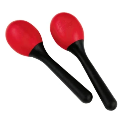 Obrázek Nino Percussion Small Egg Maracas 1 pár malých šejkr pro děti od 3 let hudební nástroj plast, černá a červená (NINO569R)