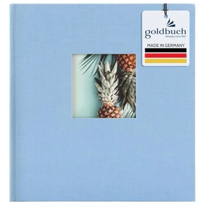 Obrázek goldbuch 27729 Fotoalbum nebeská modrá s okénkem, Bella Vista Trend, upomínkové album 30 x 31 cm, foto 60 bílých stran oddělovacími listy z pergamenu, fotokniha lnu,