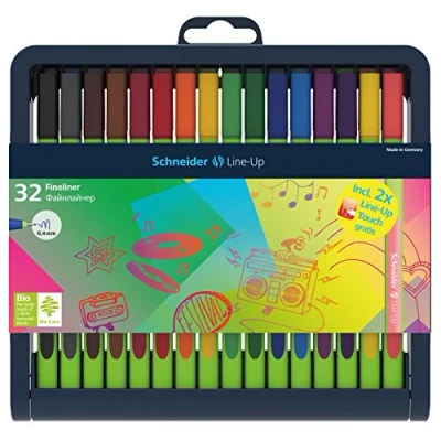 Obrázek Schneider Line Up Fineliner (tloušťka linky 0,4 mm, z plastu na bázi bio báze, oceněn modrým andělem) 32 kusů, tříděné