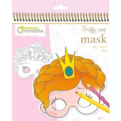 Obrázek Avenue Mandarine GY021O omalovánky Graffy pop s předřezanými maskami k vybarvování, 250 g kreslicího papíru, 24 listů, 12 různých motivů x 2, vhodné pro děti od 5 let, 1 kus, červená
