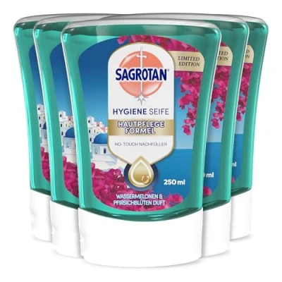 Obrázek Sagrotan No Touch náplň Floral Coast Limited Edition pro automatický dávkovač mýdla 5 x 250 ml mýdlo na ruce