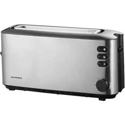 Obrázek SEVERIN AT 2515 Automatický toustovač (1 000 W, 1 komora s dlouhými drážkami, až pro 2 plátky chleba), nerezová ocel / černá