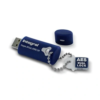 Obrázek Integral 16GB Crypto 197 256 bit 3.0 USB flash disk šifrovaný chráněný heslem certifikováno FIPS 197, ochrana před útoky hrubou silou robustní, dvouvrstvý, vodotěsný design