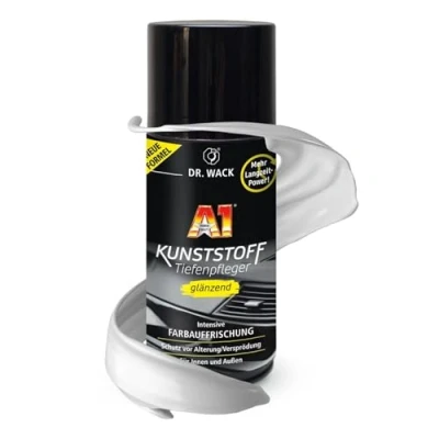 Obrázek DR. WACK A1 plast hloubková péče lesklá 250 ml o automobilu pro vnitřní a vnější použití UV ochrana před stárnutím/křehnutím vysoce kvalitní auto
