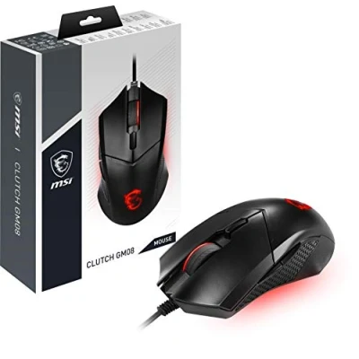 Obrázek MSI Clutch GM08 herní myš (kabelové připojení, PAW 3519 senzor, 200 4200 DPI, 6 tlačítek, černá, RGB Light)