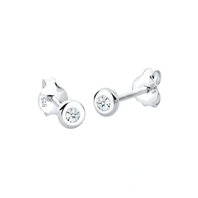 Obrázek DIAMORE náušnice dámské Basic s diamantem (0,06) ct. ze sterlingového stříbra 925, Fazetový brus, Diamant