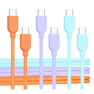 Obrázek Cable Matters 3dílné balení nabíjecího kabelu USB C 1,8 m s 60 W Power Delivery (USB na kabel) vícebarevný, kompatibilní iPhone 15/15 Pro/15 Plus, iPad Pro, Samsung Galaxy S23