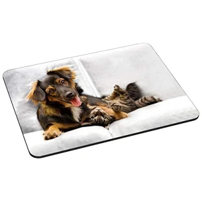 Obrázek PEDEA Gaming a Office podložka pod myš 220 x 180 mm se sešitými okraji protiskluzovou spodní stranou, Cat and Dog
