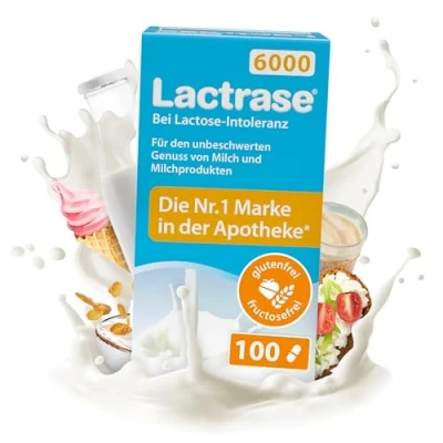 Obrázek pro natura Lactrase 6000 100 kapslí laktázy při nesnášenlivosti laktózy, bezstarostný požitek z mléka a mléčných výrobků