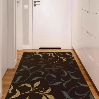 Obrázek Ottomanson Ottohome Kollektion Teppich mit Gummirückseite und modernem Blätter Design, 100 cm x 150 cm, Braun