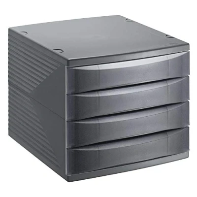 Obrázek Rotho Quadra zásuvka/kancelářský box se 4 zásuvkami, plast (PS), bez BPA, černý, (36,5 x 28,0 25,0 cm)