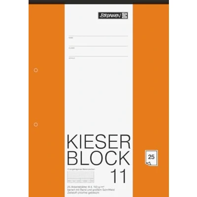 Obrázek Brunnen Kreslicí blok Kieser 1042235 (A4, 25 listů, 5 mm čtverečkovaný s okrajem, děrovaný, 150 g/m²), bílý