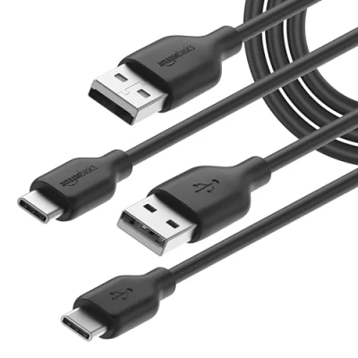 Obrázek Amazon Basics Rychlonabíjecí kabel, USB C na A 2.0, 2 kusy, 480 MBit/s, certifikovaný IF, pro Apple iPhone 15, iPad, Samsung Galaxy, tablety, laptopy, 1,8 m, černý
