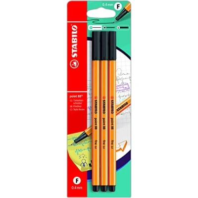 Obrázek Fineliner STABILO point 88 balení 3 ks černý