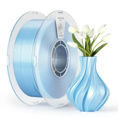 Obrázek kexcelled PLA hedvábné vlákno 1,75 mm, lesklý filament pro 3D tiskárny, přesnost rozměrů +/ 0,03 cívka 1 kg (2,2 lbs), hedvábný povrch, řádné vinutí, modrá