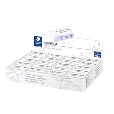 Obrázek STAEDTLER 526 B40 guma z plastu bez latexu, 16 x 13 33 mm, krabička se 40 kusy, bílá