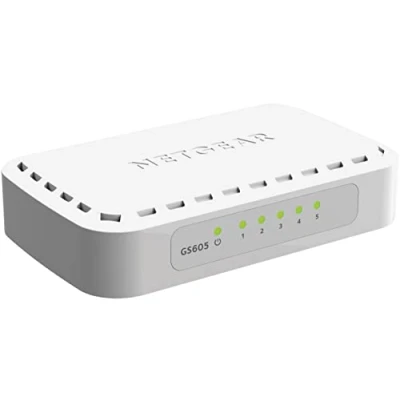 Obrázek NETGEAR GS605 Switch 5 Port Gigabit Ethernet LAN (Plug and Play Netzwerk Switch, Verteiler, energieffizienter Hub, lüfterlos)