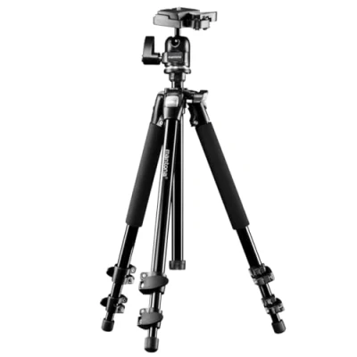 Obrázek Mantona Basic Scout Max Fotostativ, stativ kamery do 160 cm velká pracovní výška, kulová hlava, oboustranný středový sloupek, ideální pro cestování a venkovní fotografie DSLR kameru, kompaktní