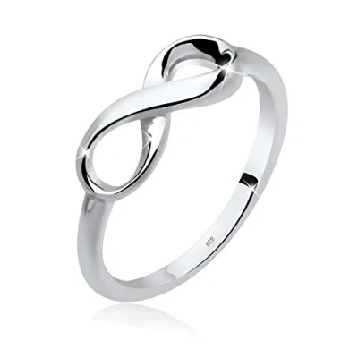 Obrázek Elli Dámský prsten Infinity Symbol Trend ze sterlingového stříbra 925, Fazetový brus, Bez