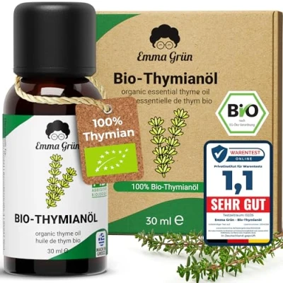 Obrázek Emma Grün® bio tymiánový olej [100% přírodní] tymiánové esenciální oleje 30 ml kořeněný Éterické z tymiánu v kvalitě živin Řecka