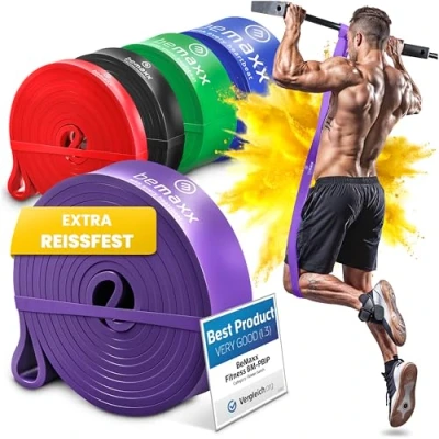 Obrázek Fitness pásy Pull Up Resistance, pás od firmy BeMaxx + tréninková příručka na shyby pomůcka pro shyby, pásek / rezistenční strečinkové