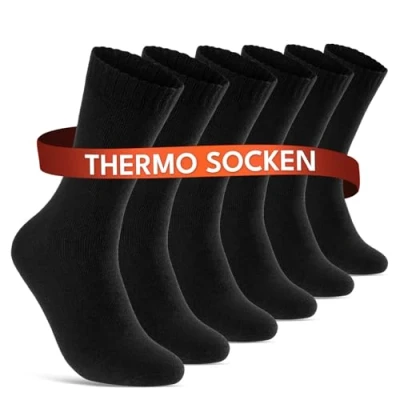 Obrázek 6 12 24 párů THERMO ponožky dámské a pánské zimní plné froté, černá