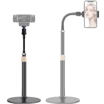 Obrázek Etucro webkamera stojan držák telefonu [typ rozšíření] stolní stojan, flexibilní s husím krkem, kamery pro mobilní telefony, Logitech C922 C930e C920S C920 atd. (závit 1/4&quot;)
