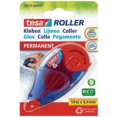 Obrázek tesa Lepení Roller Permanent ecoLogo Doplňovací váleček s pevným páskem a oboustrannou lepicí fólií bez rozpouštědel 14 m x 8,4 mm