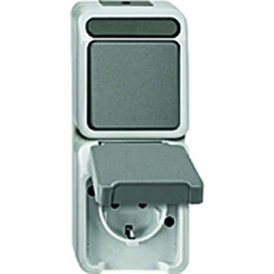 Obrázek Schneider Electric Merten MEG3495 8029 kombinovaná zásuvka Schuko / přepínač, světle šedá, AQUASTAR