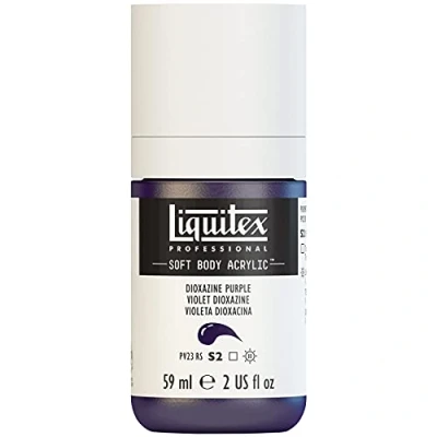 Obrázek Liquitex 1959186 profesionální akrylová barva Soft Body umělecká v krémové krycí konzistenci, vysoká pigmentace, stálobarevná a odolná proti stárnutí, 59 ml láhev Purpurová dioxazinová