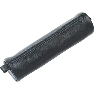Obrázek Alassio penál 43031, z pravé kůže, malý na tužky, pro žáky, studenty nebo mobilní kancelář, kožené pouzdro se zipem, cca 21 x 6 cm, černá