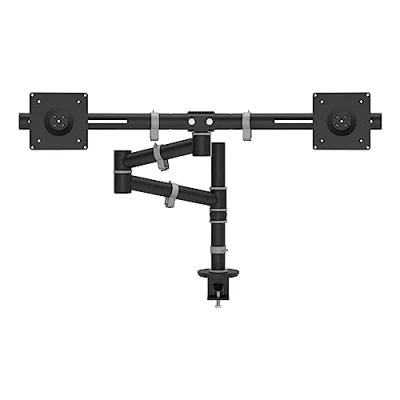 Obrázek Dataflex Rameno monitoru Viewgo psací stůl 133, černý, prostorově úsporný ergonomický držák pro 2 monitory, nastavení výšky, max. 4 kg na obrazovku, podporuje formát výšku a šířku, snadná instalace