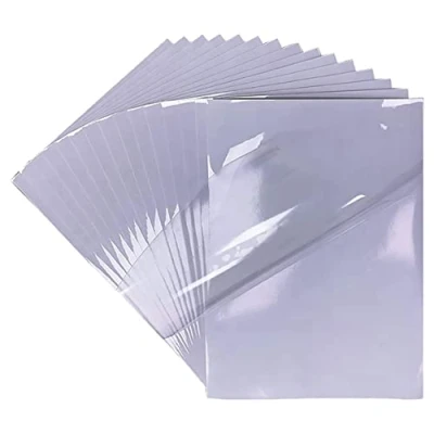 Obrázek 20 listů PREMIUM vinylová fólie na nálepky 100% čirá samolepicí pro laserové a inkoustové tiskárny rychlé sušení A4 Size křišťálově nálepka