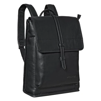 Obrázek STILORD &#039;Foster&#039; kožený Batoh velký na kolo Vintage pro laptop Business Backpack Pracovní muže dámy pravá kůže, černá,
