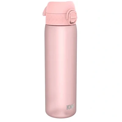 Obrázek Ion8 Láhev na pití, 500 ml, zabezpečený proti protékání, otevírání jednou rukou, bezpečné uzavírání, lze mýt v myčce, bez BPA, držadlo, skládací víčko, snadné čištění, klimaticky neutrální, růženín