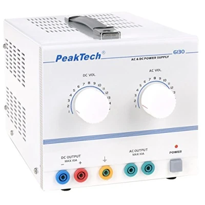 Obrázek PeakTech DC AC laboratorní síťový zdroj 1 15 V / 10 A, lineární, kus, P 6130